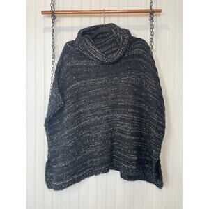 NWT Madden Black Pullover Turtle Neck Sweater Poncho One Size
